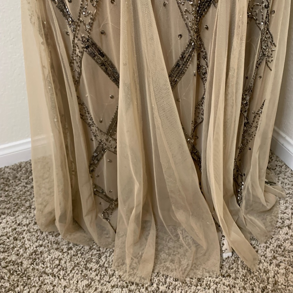 Adrianna Papell Cap Sleeve Beaded Gatsby Gown - Picture 14 of 16